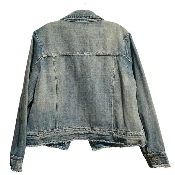 ASHLEY STEWART Jean Jacket Sz 14 / 16 Distressed Destroyed Boho Festival Grunge - Picture 7 of 7